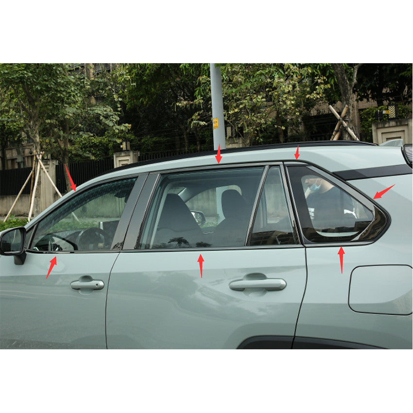 Black Stainless Steel Window Strip Cover Trim For Toyot@a RAV4 2019-2024 B n