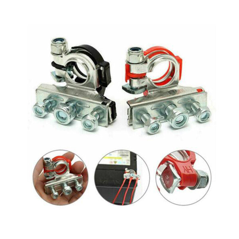 2 battery terminal connectors with 3 top post positive and negative ports for car/boat use. n