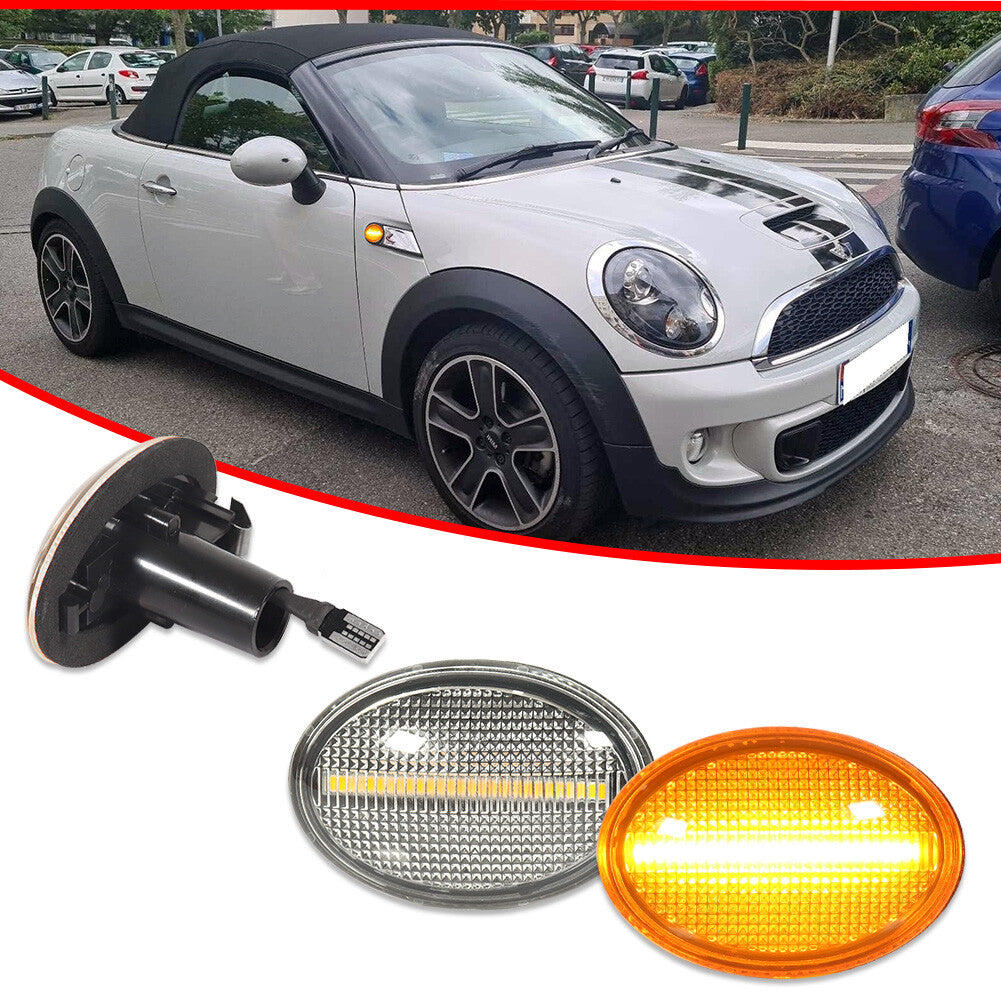 Transparent lens, amber LED fender side marker light for Mini Cooper R55 R56 R57 R58 R59