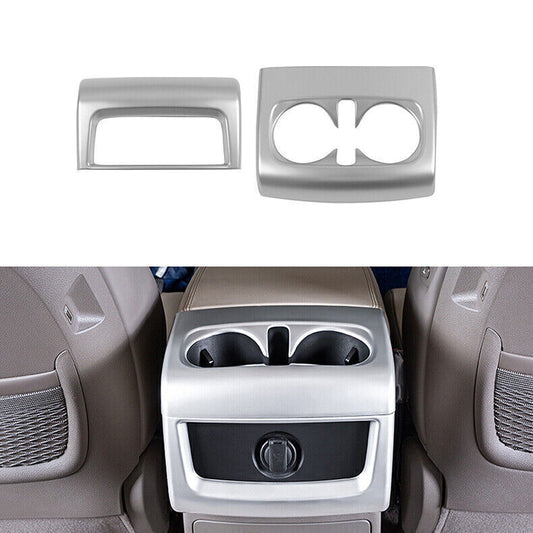 for Kia Carnival 2022-2024 Silver ABS Rear Water Cup Holder Frame Cover Trim 2P