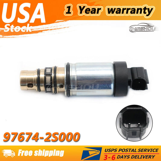 Brand new air conditioning compressor solenoid valve for Hyundai and for Kia vehicles manufactured between 2009 and 2017 (US code 97674-2S000). Q