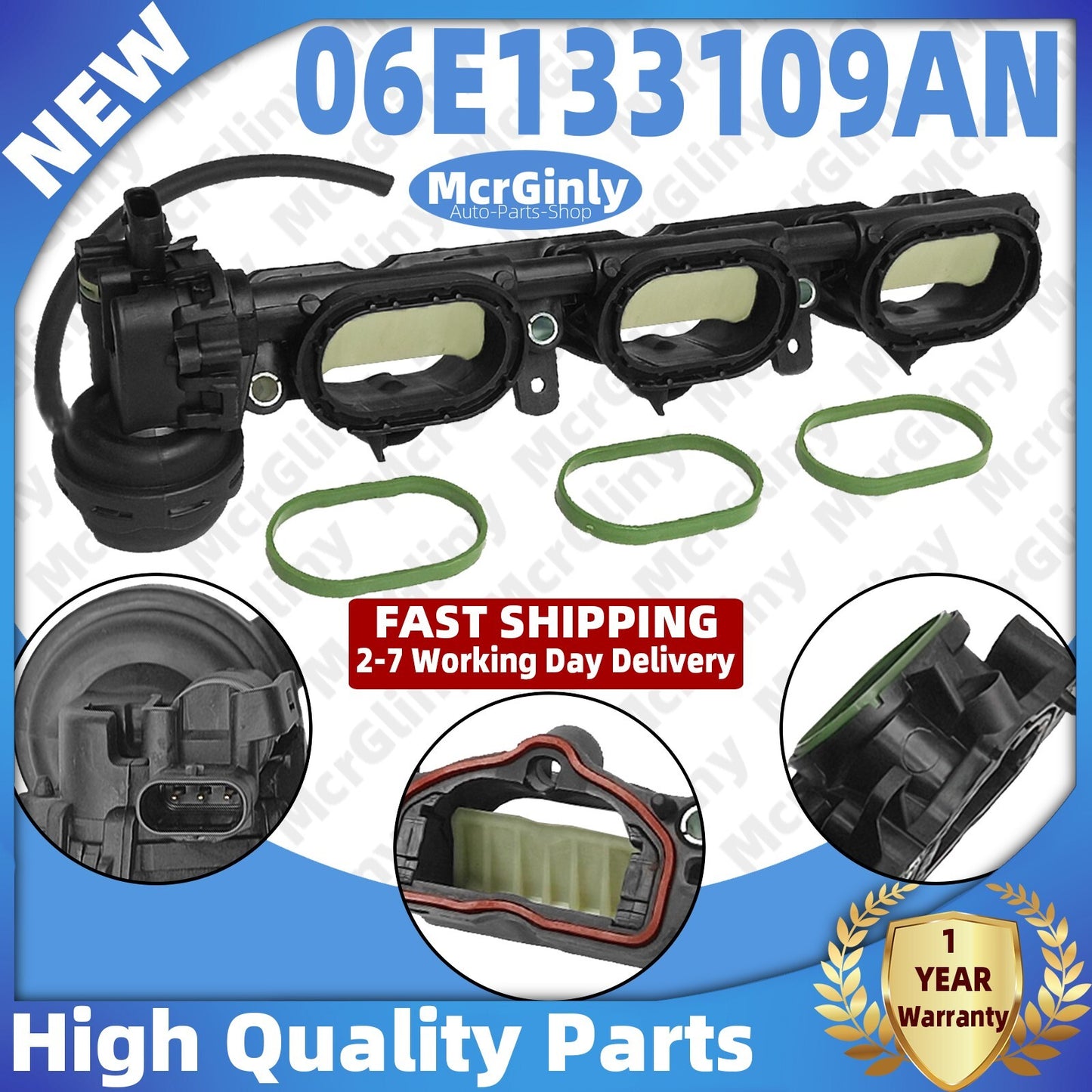 Left intake manifold 06E133109AN 06E129717F is suitable for Audi A4, A5, A6, Q7, S4, S5 3.0T. n