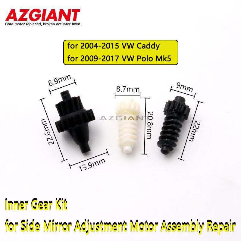 Side mirror adjustment motor gears are applicable to for Volkswagen Caddy 2004-15 / Polo 2009-17.