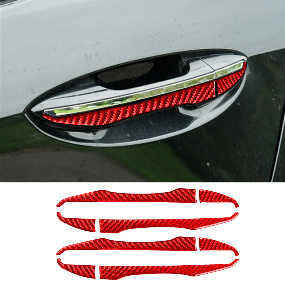 8¡ÁRed Carbon Fiber Side Door Handle Panel Cover Fit For T@yota for Corolla 2014-2018