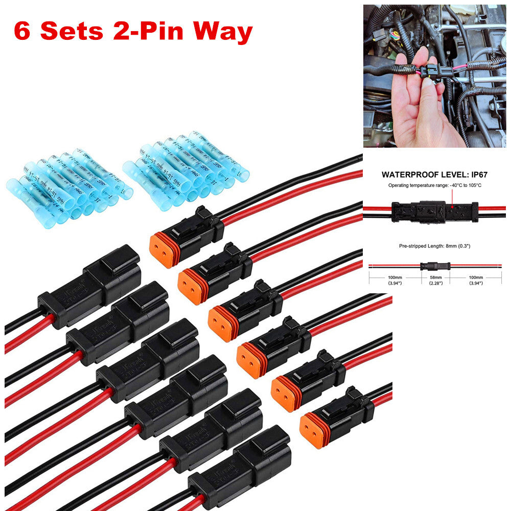 6-Pin 2-Pin Automotive & Motorcycle Male & Female Connector Kits n