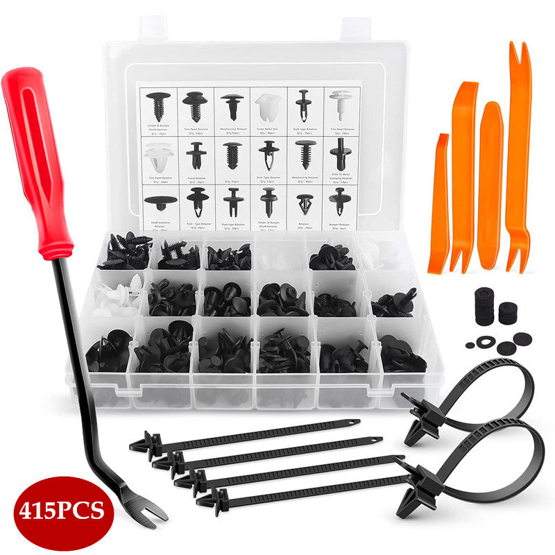 415PCS/Box Car Retainer Clips & Fastener Remover 18 Sizes Auto Push Pin Rivets v