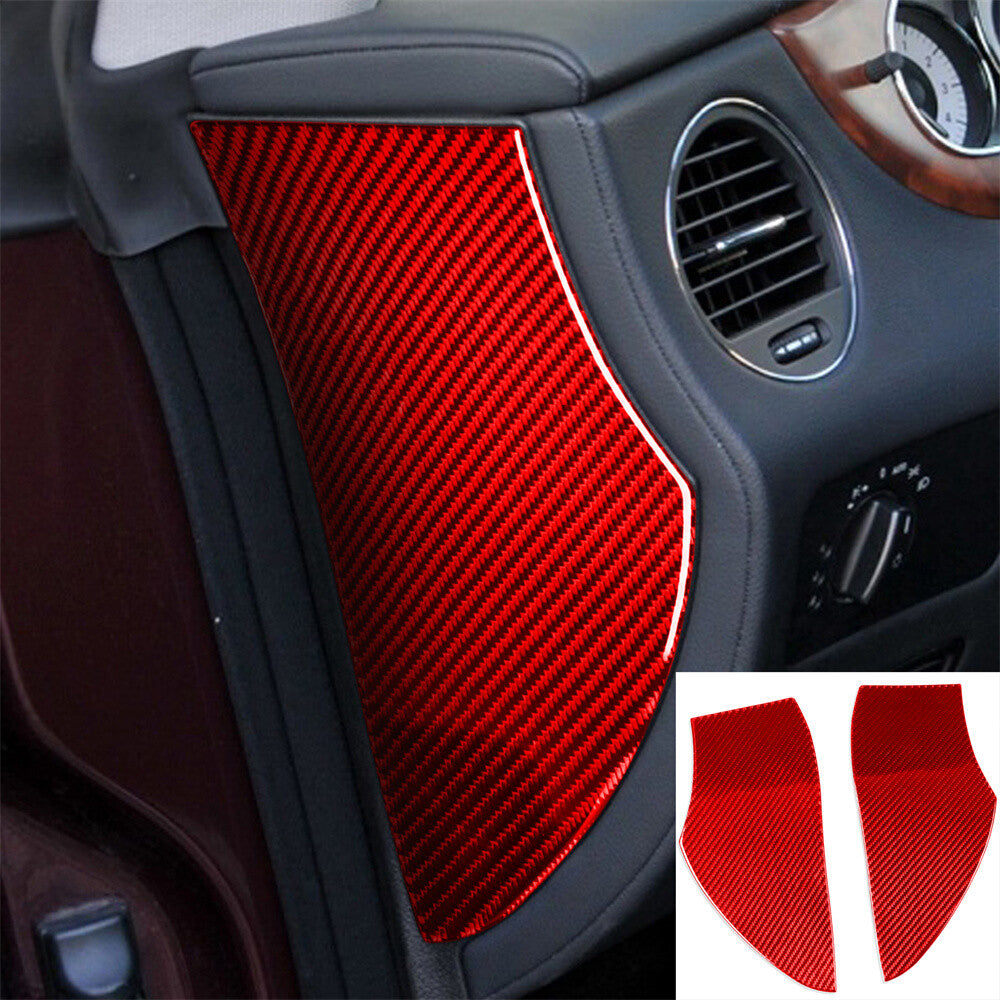 Red Carbon Fiber Front Door Slot Buffer Cushion Trim for Benz CLS C219 2004-2009
