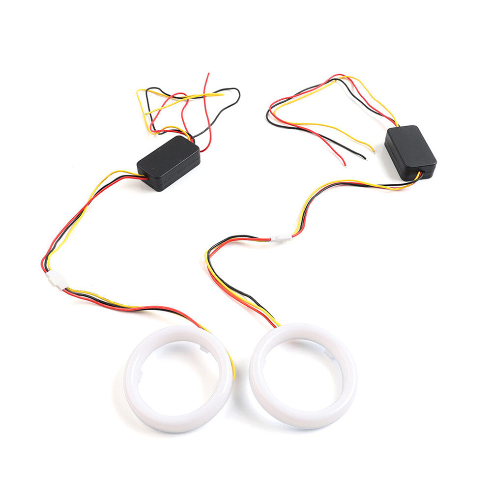 White Amber 120MM Switchback LED Angel Eyes Halo Rings Car Headlight Retrofit