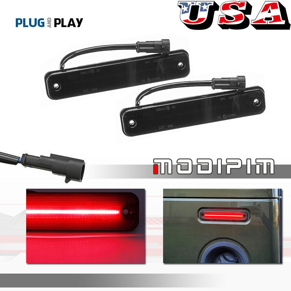 Pack Smoked Lens Rear Side Marker Red LED Lights for 2003-2009 for Hummer H2 - v
