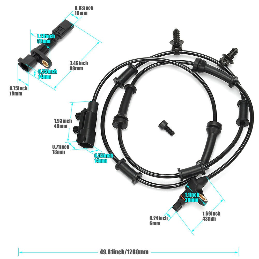 4PCS Front Rear Left Right ABS Wheel Speed Sensor for Jeep for Wrangler 3.6L 2007-17