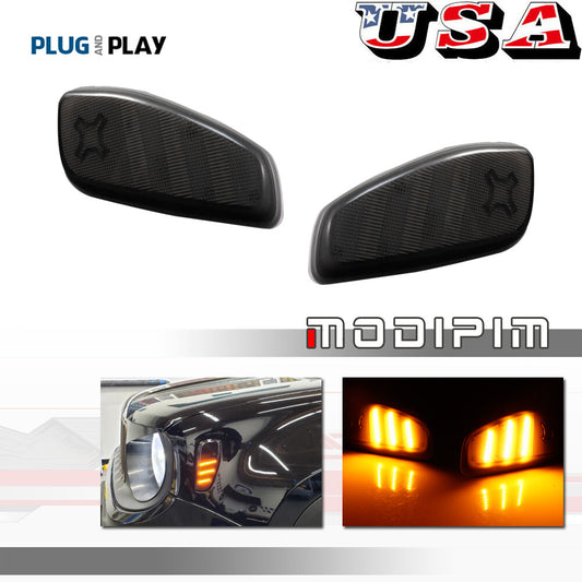 Pack Smoked Side Marker Turn Signal Amber LED Lights for 2015+ for Jeep Renegade - v