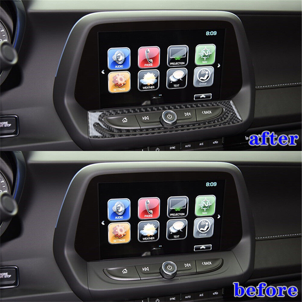 Carbon Fiber 8'' Touch Screen Navigation Lower Trim for Chevrolet Camaro 2016-23