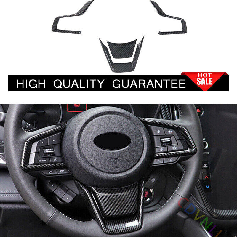 for Subaru Outback 2020-2022 Carbon Fiber Steering Wheel Button Cover Trim 4PCS