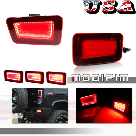 Suitable for 2005-09 for Hummer H2 Red Rear Bumper Reflector Rear Brake Light LH&RH 2-piece Set- v