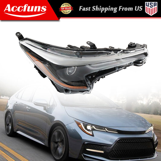 Applicable to 2020-2022 for Corolla SE/XLE/XSE headlights with LED healamp, black on the right side. n