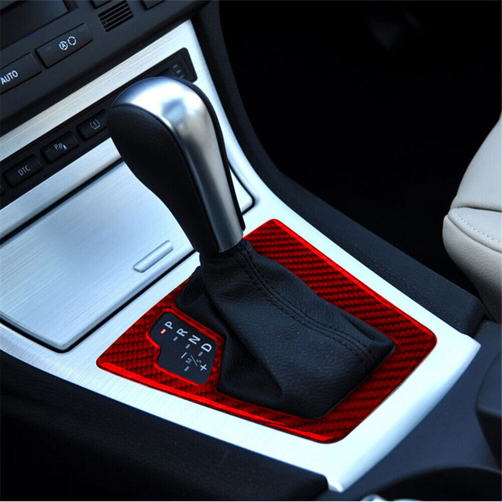 Red Carbon Fiber Central Control Gear Shift Panel Cover for BMW X3 E83 2004-2010