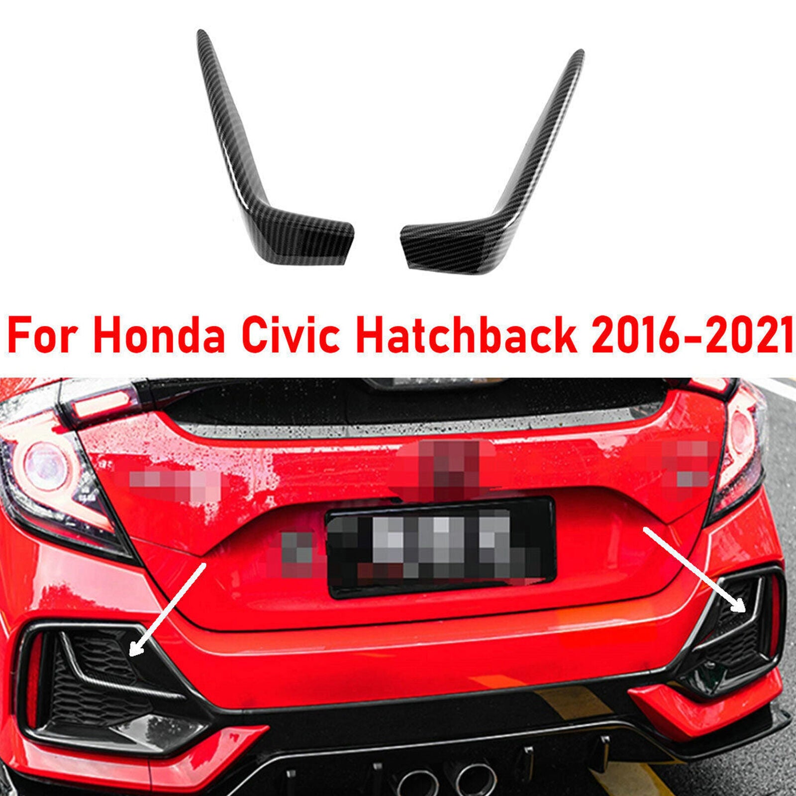 for Honda for Civic Hatchback 2016-2021 Carbon Fiber Rear Fog Light Strip Trim Decor