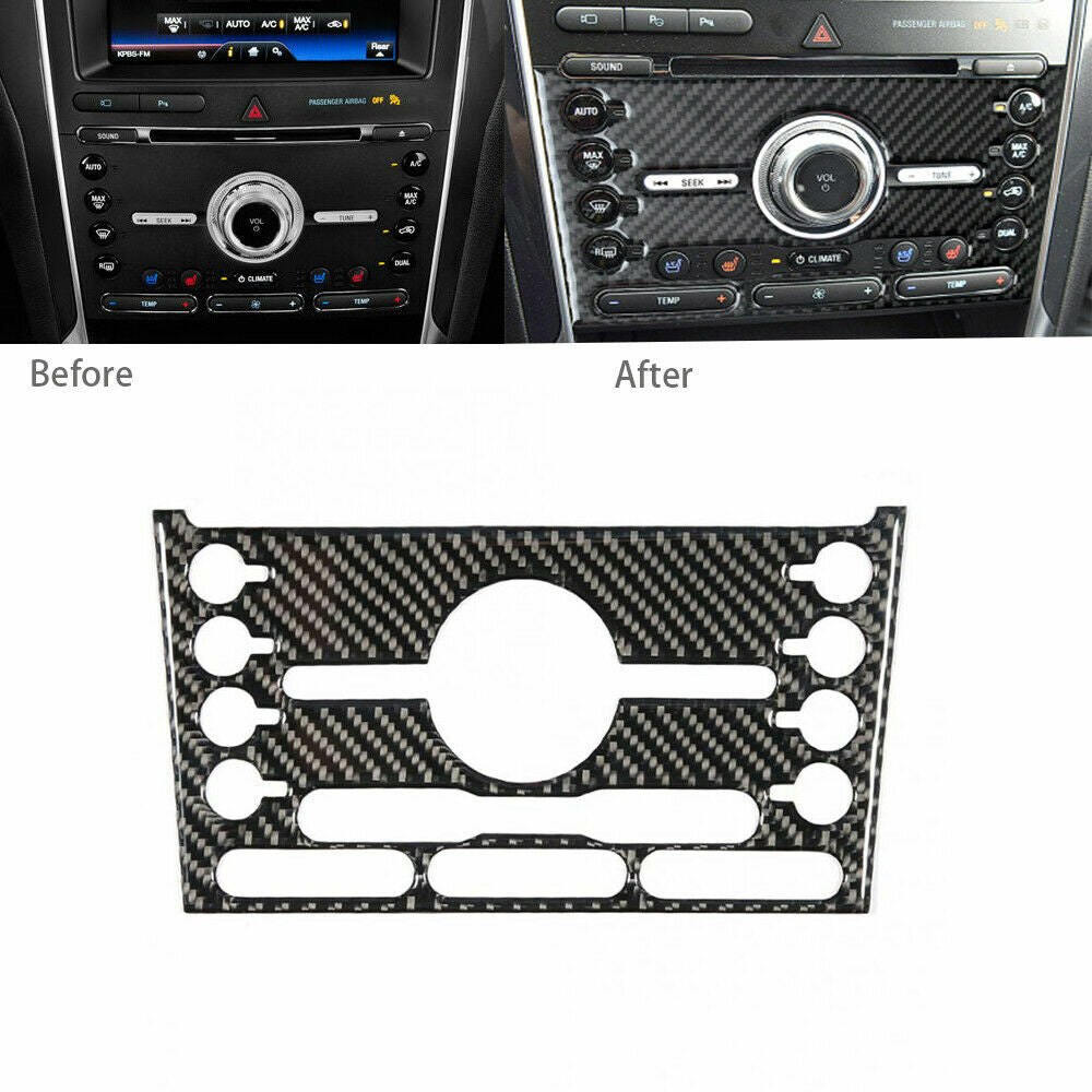 Carbon fiber interior CD panel trim cover suitable for Ford Explorer 2016 - 2019