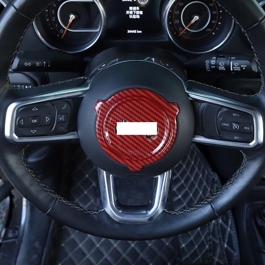 Red Carbon Steering Wheel Center Cover for Jeep for Wrangler JL 18-2023 Accessories v