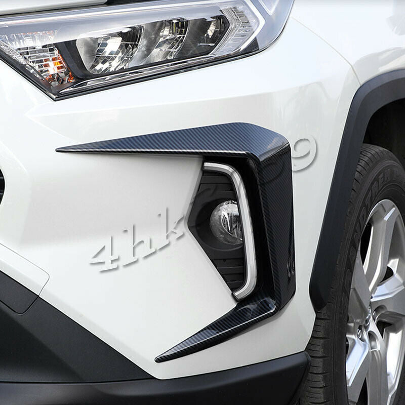 Carbon Color Exterior Front Fog Light Lamp Cover Trims for Toyota RAV4 2019-2023
