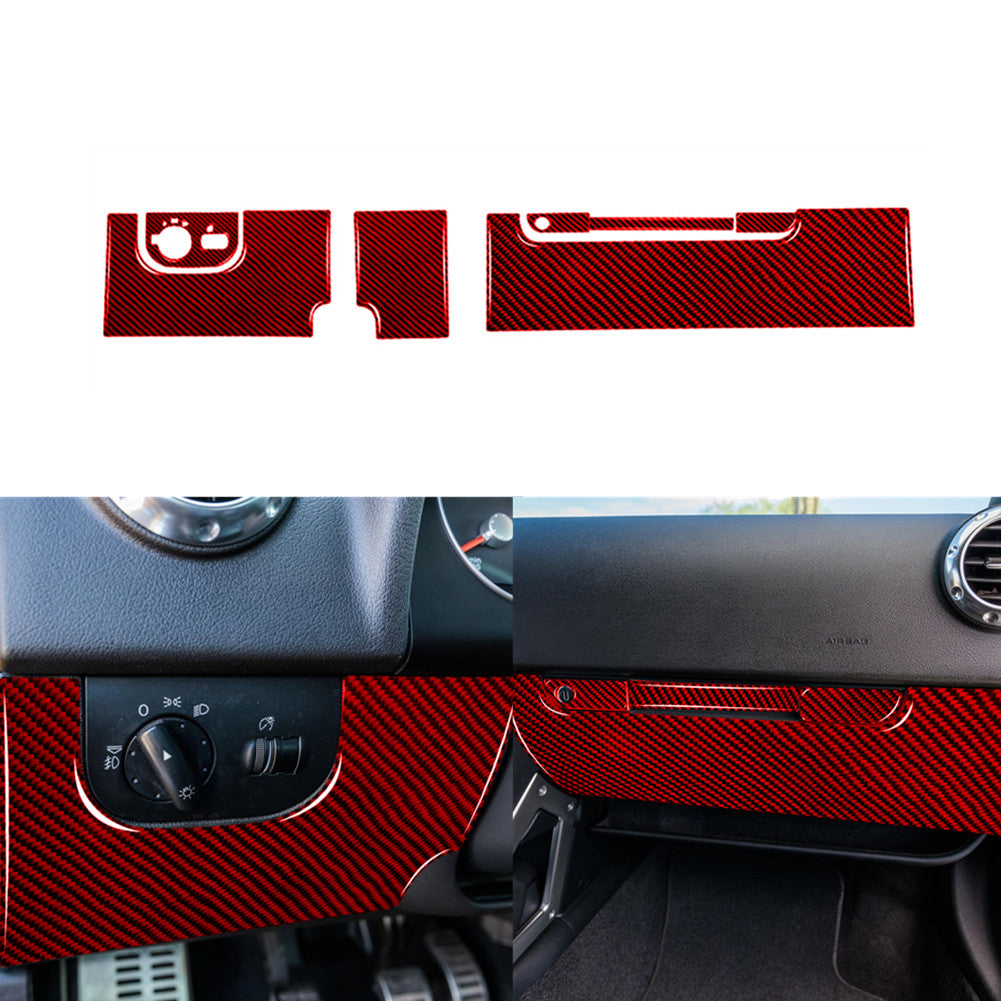 7X Red Carbon Fiber Dashboard Console Panel Cover Trim for Audi TT 8N 2001-2006