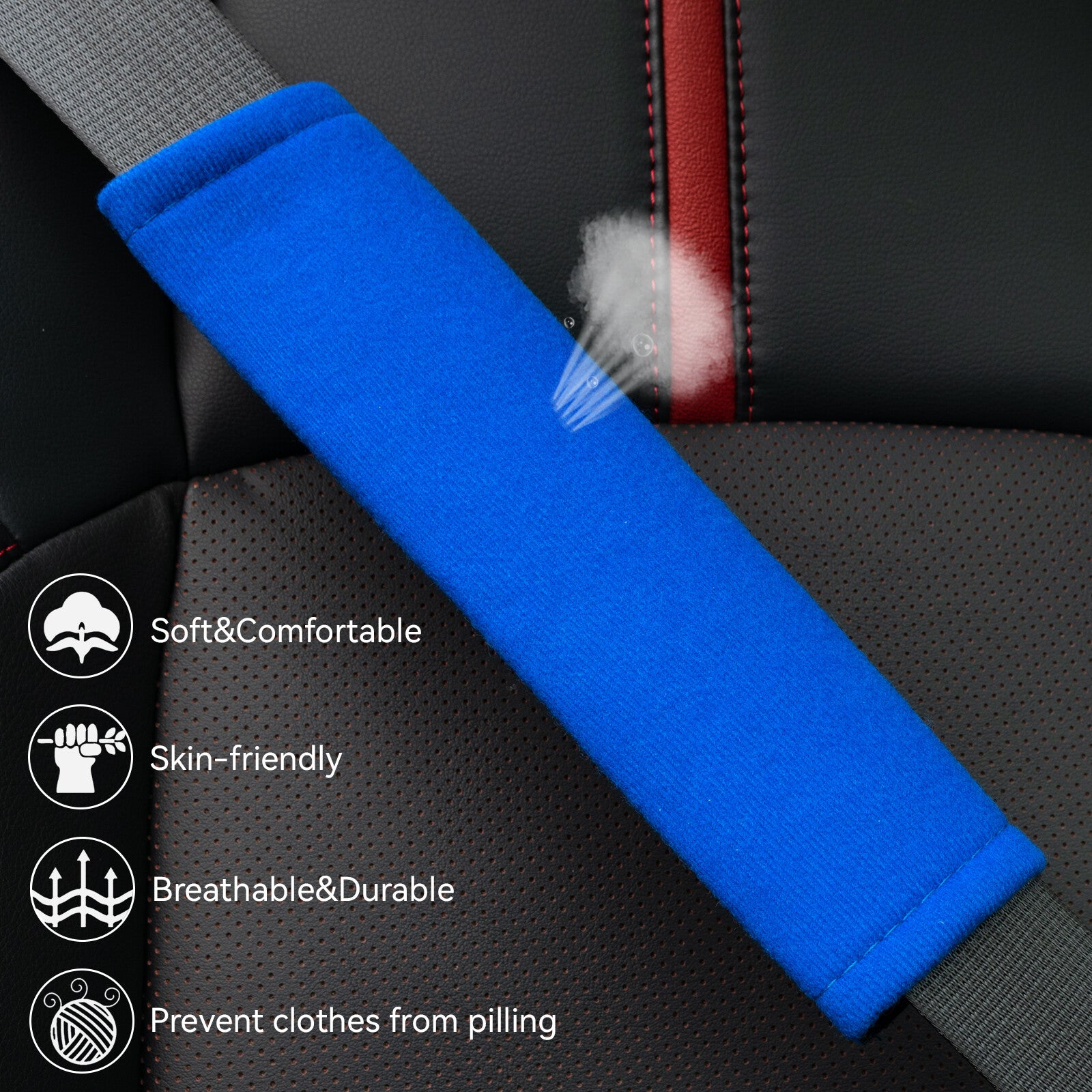 2 St¨¹ck Auto Sicherheitsgurtabdeckung Sicherheitsgurtpolster Gurtschoner Blau Q