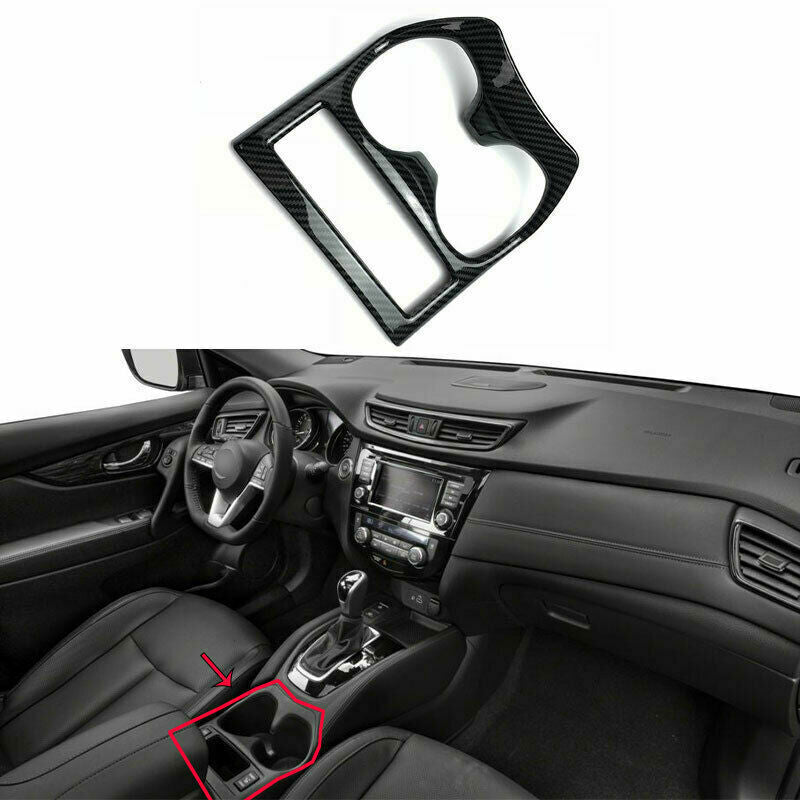 Carbon Fiber Front Water Cup Holder Frame Cover Trim For 2014-2020 for Nissan Rogue
