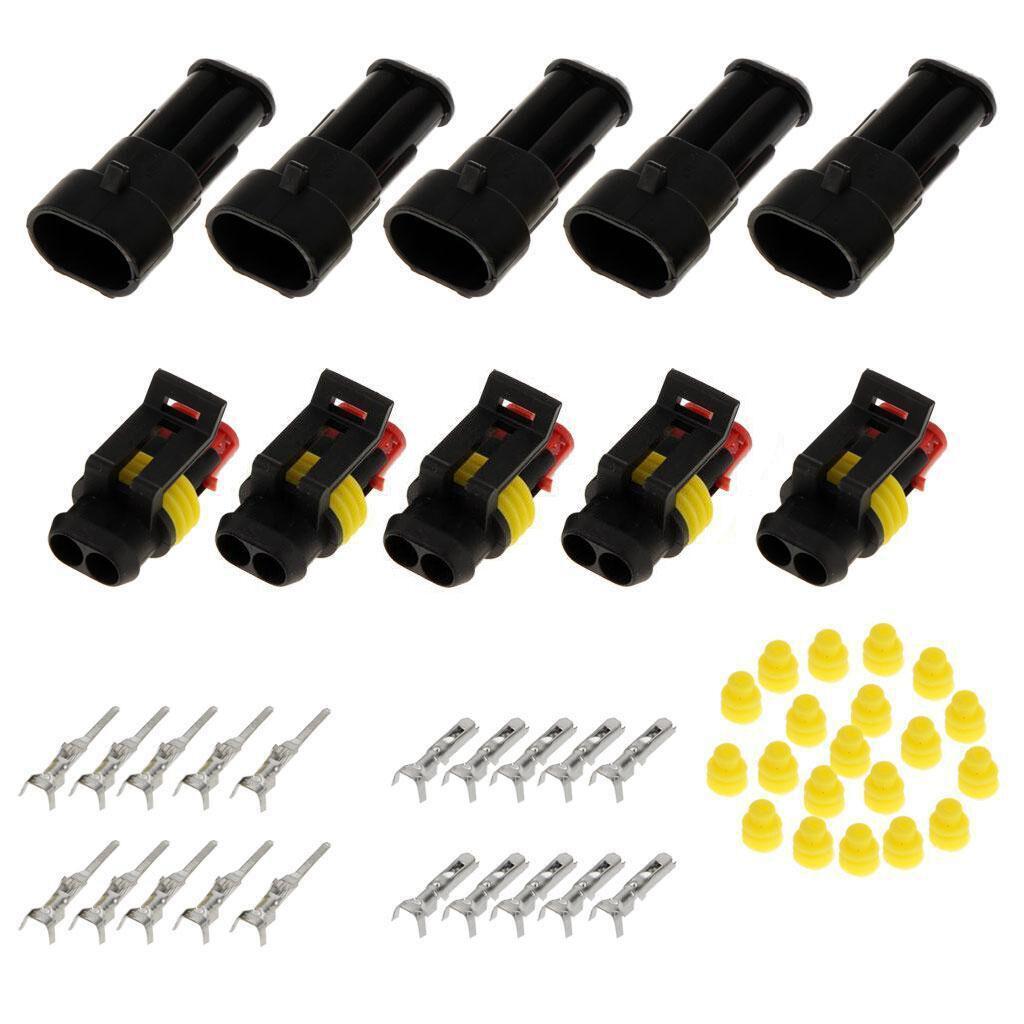 15-Piece Set of 2/3/4-Pin Sealed Wire Connector Plugs for Automotive and Motorcycles (12A) n