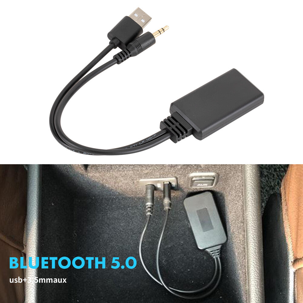 Bluetooth 5.0 Receiver Adapter with USB + 3.5mm Jack Stereo for Car AUX Speakers n