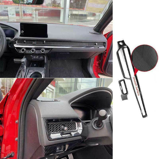 for Honda 11th for Civic 2022-2023 Carbon ABS Dashboard Air Outlet Vent Cover Trims