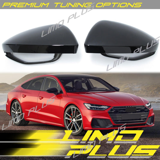 Gloss Black Side Mirror Covers w/o Assist For 2019-2023 for Audi A6 S6 A7 S7 C8 v