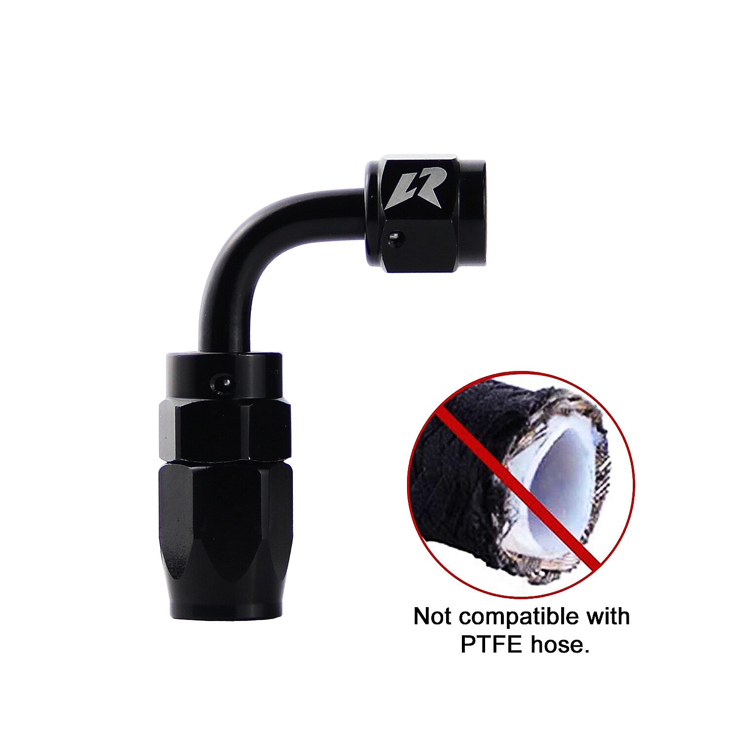 AN4 90 Degree Swivel Hose End Fitting for Braided Fuel Line Aluminum Black