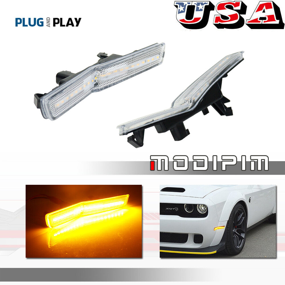 Transparent amber front fender side marker light suitable for 18+ for Dodge for Challenger wide body RT- v