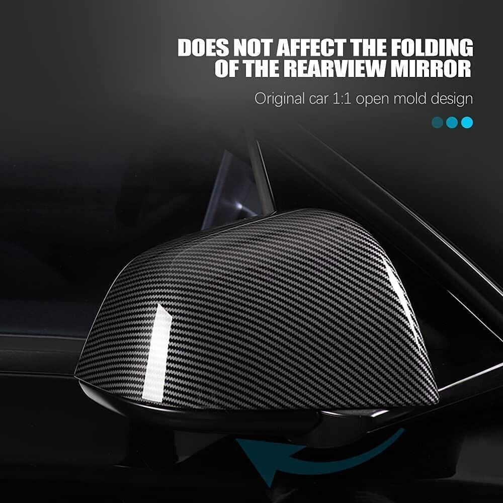 2019-2023 for Tesla for Model Y Carbon Fiber Side Rear View Mirror Cover Cap Trim For Q