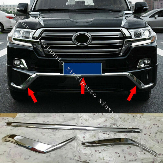 ABS Chrome Front Bumper Lip Strip Replace for Toyota for Land Cruiser LC200 2016-21