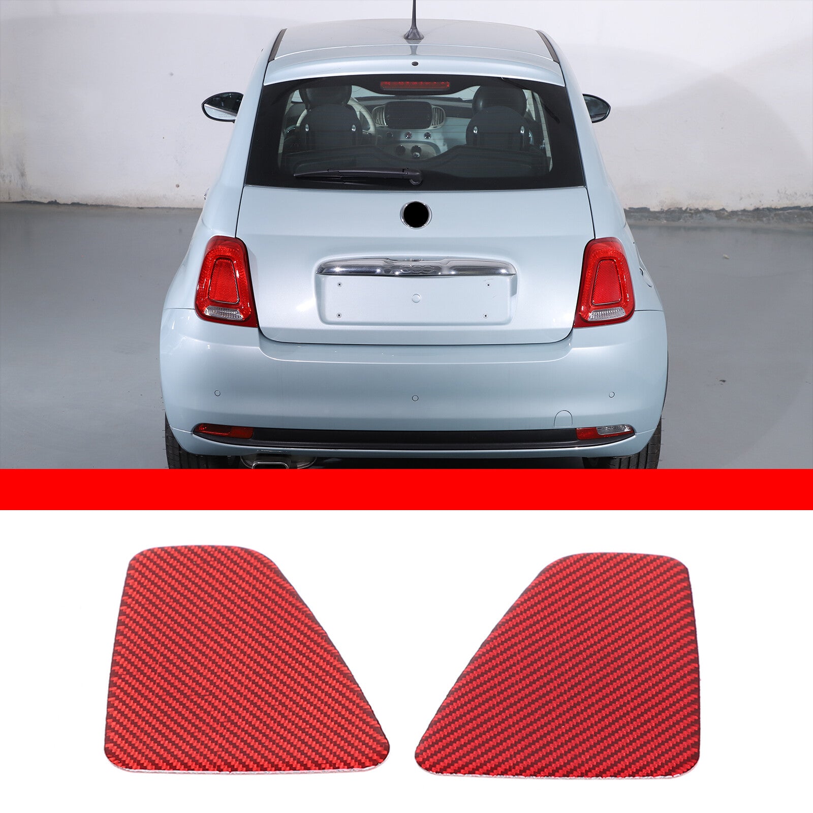 Black carbon sticker for Fiat 500 595 2016+ for Abarth rear light insert panel trim - n