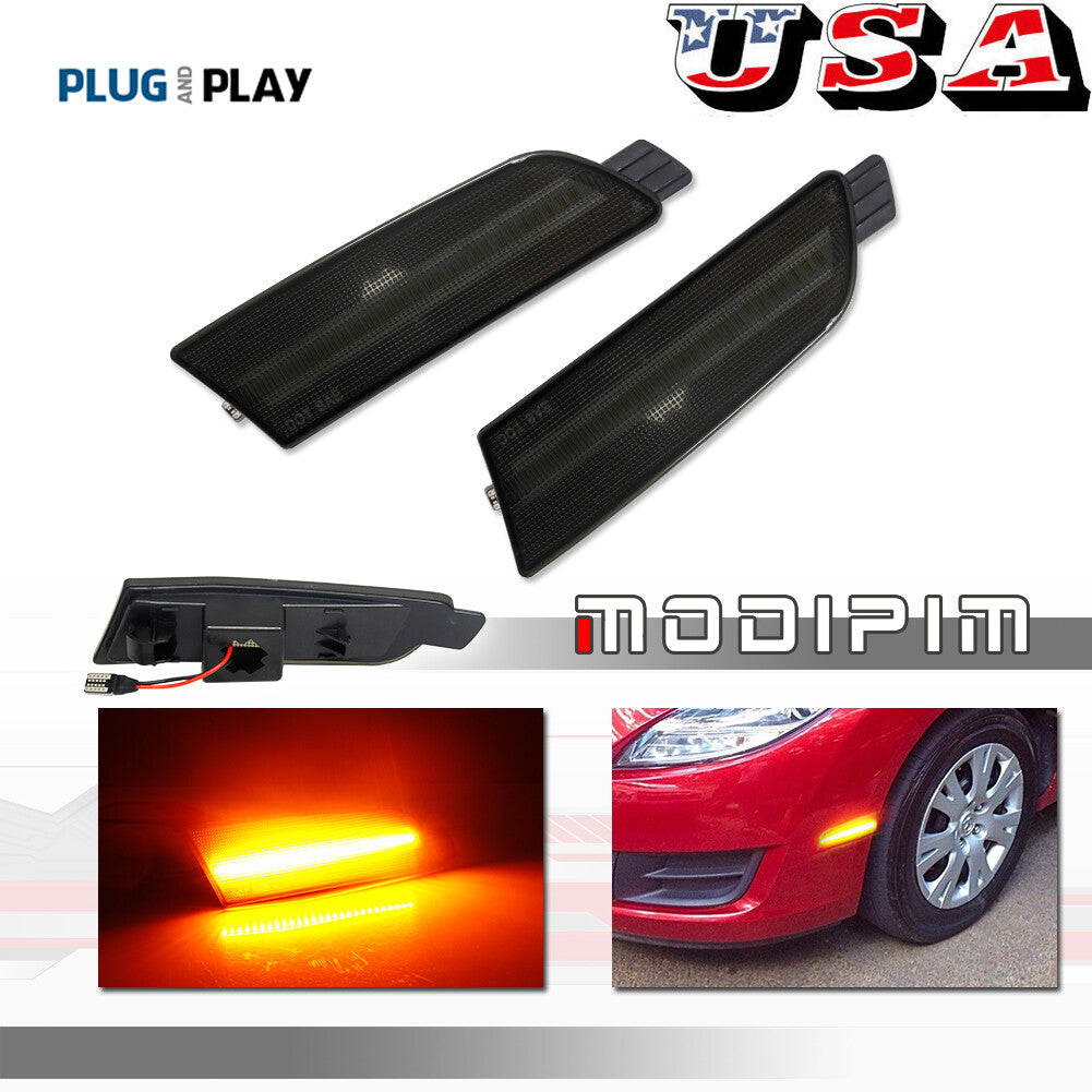 Suitable for 09-13 for Mazda 6 front bumper smoke LED side marker amber light LH&RH- v