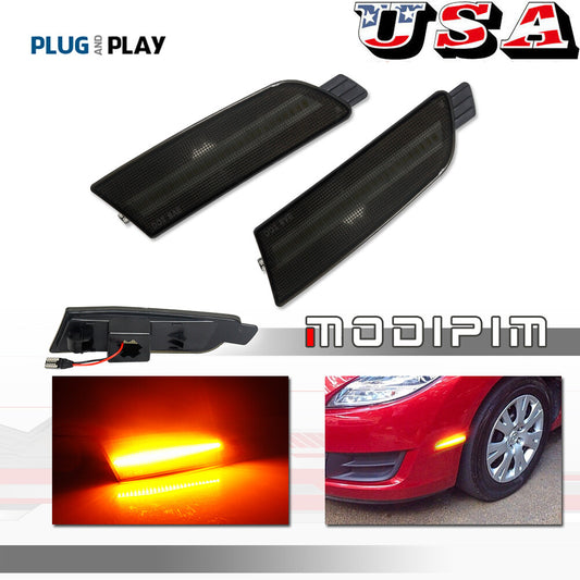 Suitable for 09-13 for Mazda 6 front bumper smoke LED side marker amber light LH&RH- v
