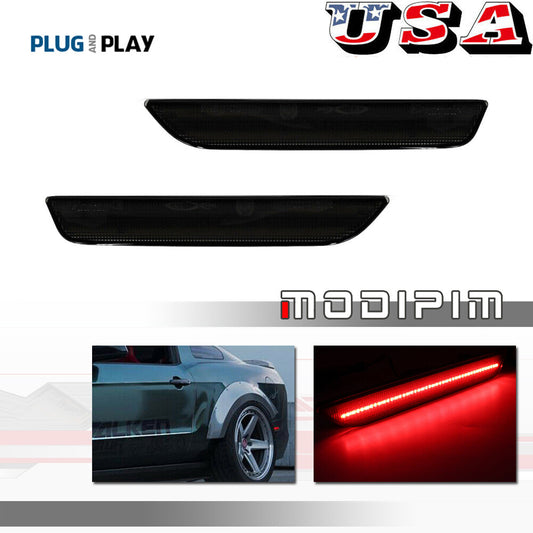 DARK SMOKE Red SMD LED Rear Side Marker Light Kit 10-14 for Mustang S197- v