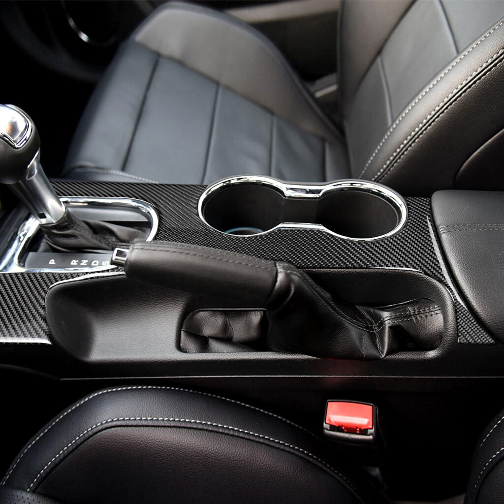 Soft Carbon Fiber Gear Shift Box Panel Cup Holder Cover for Ford for Mustang 2015-22