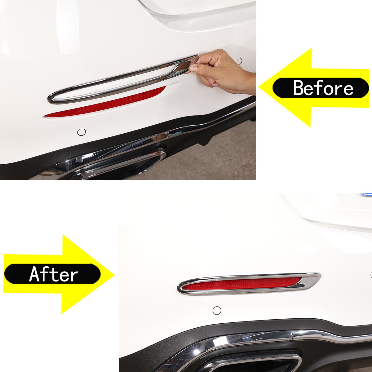 2-Piece Chrome ABS Rear Fog Light Frame Trim for C-Class 2022 n
