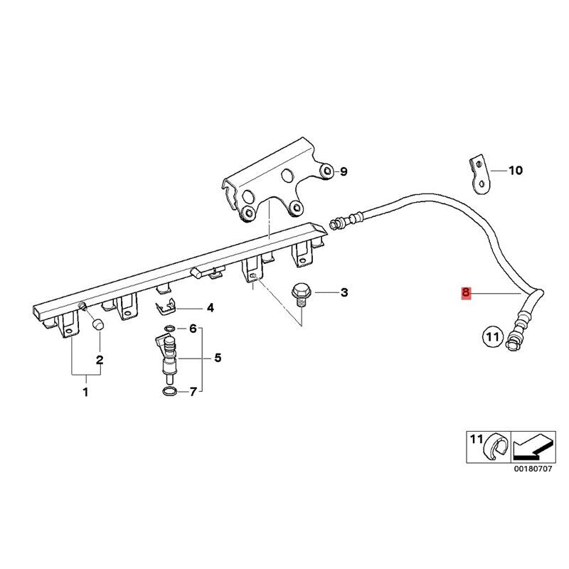 Fuel Hose Inlet to Fuel Rail for BMW 1 3 Series E82 E87 E88 E90 E91 13537560586 Q