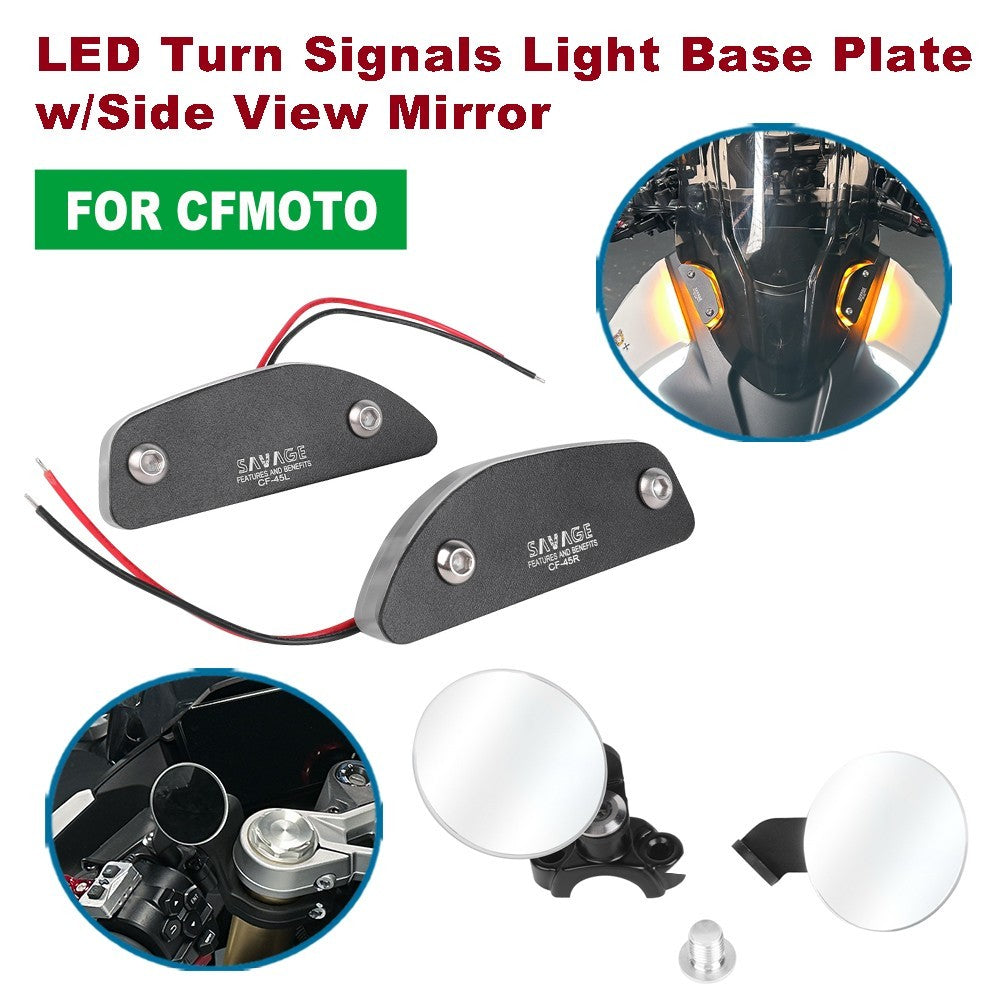For CF-MOTO 450SR/SS 450SRS LED Turn Signals Light Base Plate w/Side View Mirror Q