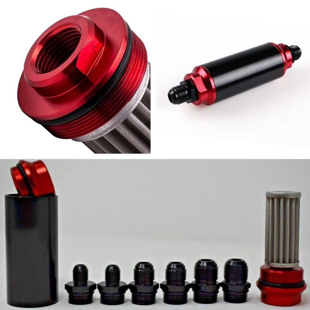 44mm High Flow Racing Car Inline Fuel Filter with AN6,AN8,AN10 Fitting Adapter n