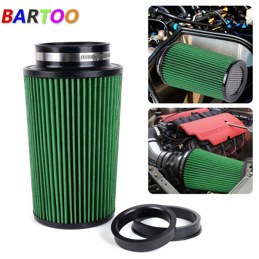 3 3.5 4 Cold Air Intake Filter Inlet 3 Sizes in 1 10.5 Tall Universal Green Q