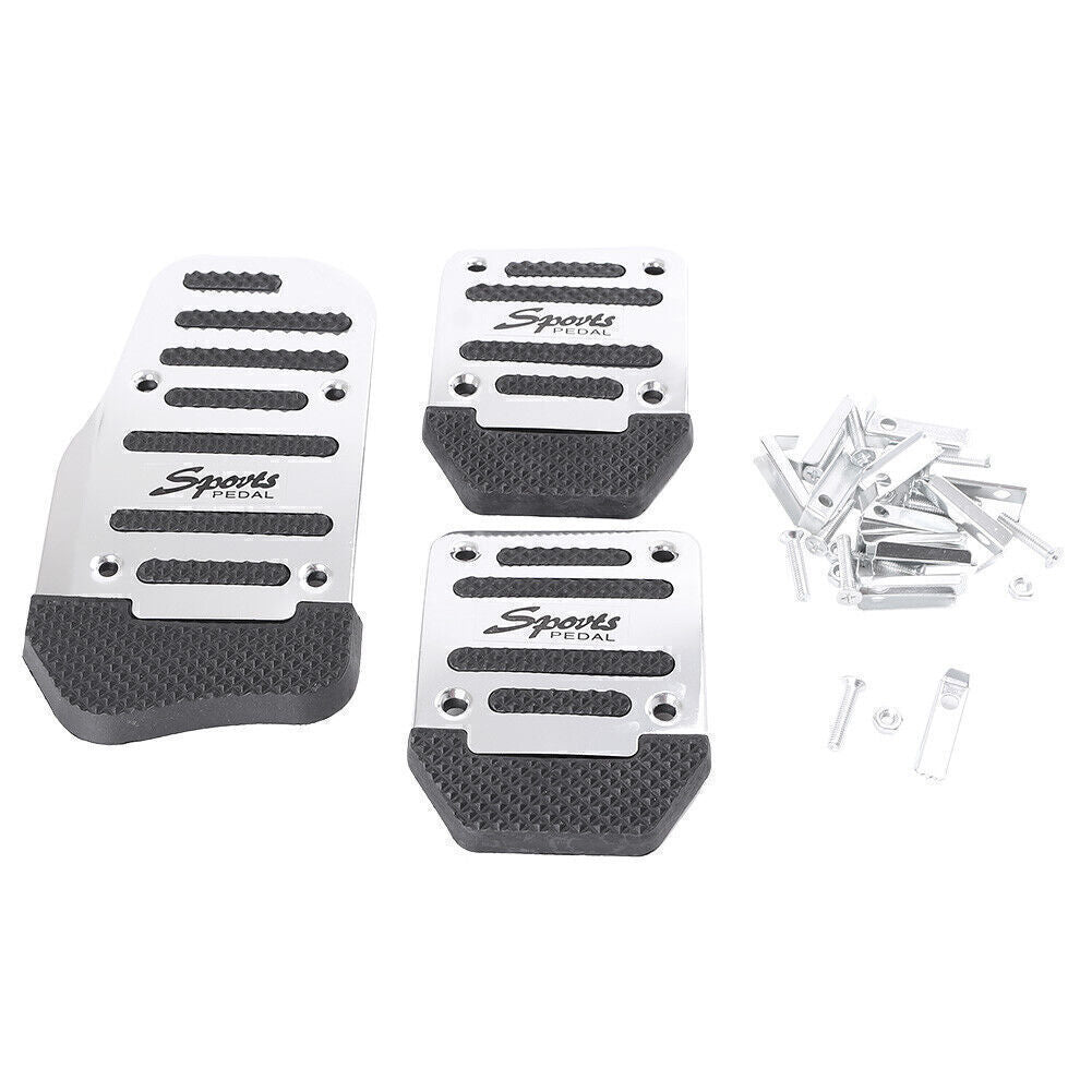 For Manual Car Sport Pedal Silver Universal Car Brake Clutch Throttle Foot Pedal Q
