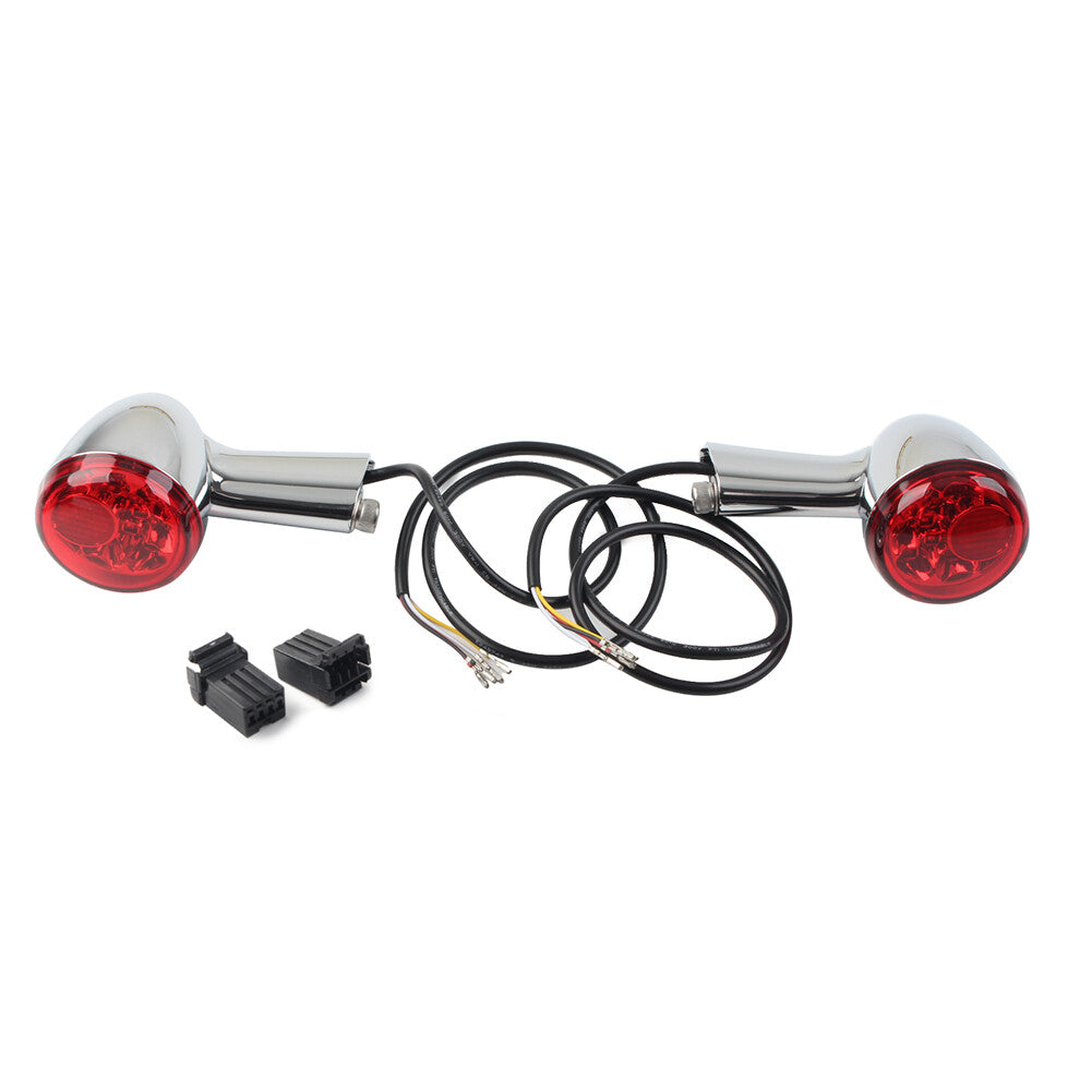LED Rear Turn Signals Light for Harley XL883 XL1200 Sportster 1992-22 Chrome+Red