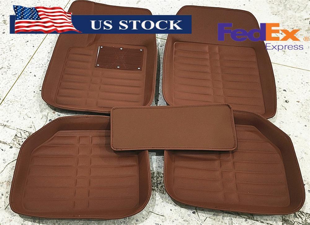 5x Car Floor Mats Front  Rear Liner Waterproof Weather Universal Auto Mat Brown Q