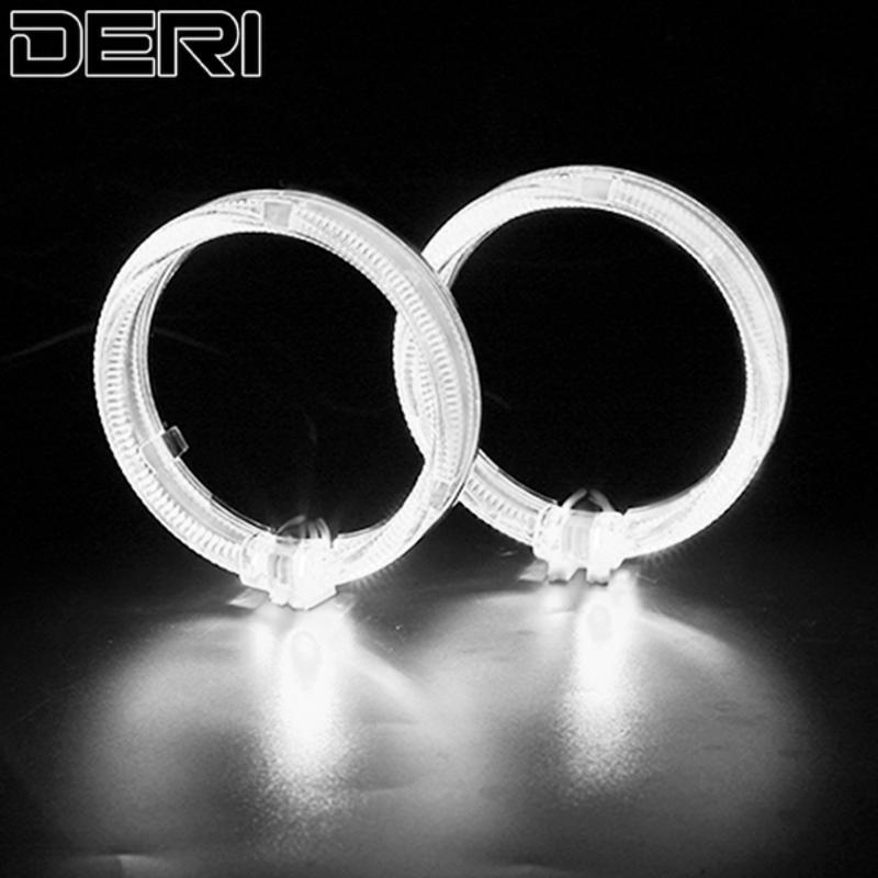2x White 80mm LED Light Guide Angel Eyes Halo Rings For Car Headlight Retrofit