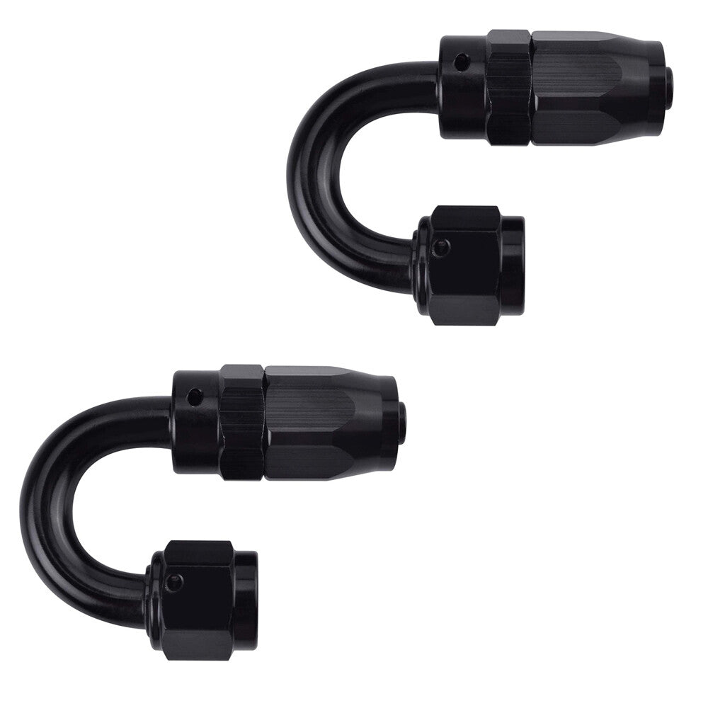 2¡ÁBlack AN8 8AN 180 Degree Swivel Hose End Fitting Adapter for Braided Fuel Line